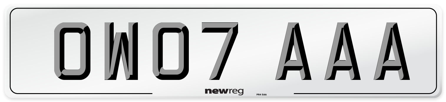 OW07 AAA Number Plate from New Reg